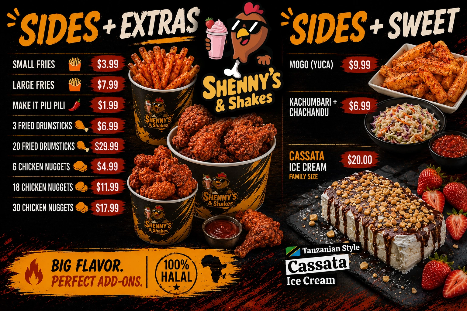 Sides, extras and desserts at Shenny's & Shakes Calgary
